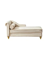 Modern Upholstery Chaise Lounge Chair With Storage Velvet (Beige)