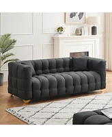 80 inches long, 21.7 inches deep, American body structure, technology fabric sofa, 3 seats waterproof and stain-proof, Black anti-cat paw sofa