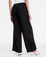 I.n.c. International Concepts Women's Cotton Lace-Trim Wide-Leg Pants, Exclusively at Macy's