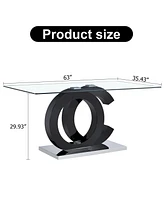 Large Rectangular Glass Dining Table - Seats 6-8