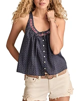Lucky Brand Women's Cotton Embroidered Swing Tank Top