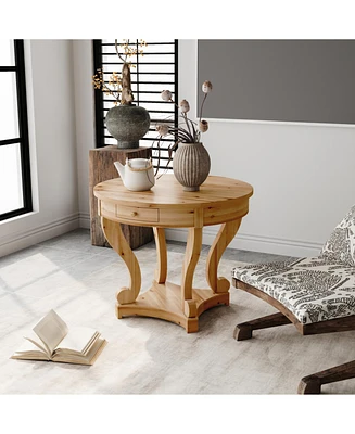 Farmhouse Style Round End Table, Coffee Table for Home