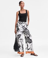 I.n.c. International Concepts Petite Printed High Rise Wide-Leg Pants, Exclusively at Macy's