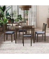 Mid-Century Modern Dining Set: Table and 4 Upholstered Chairs