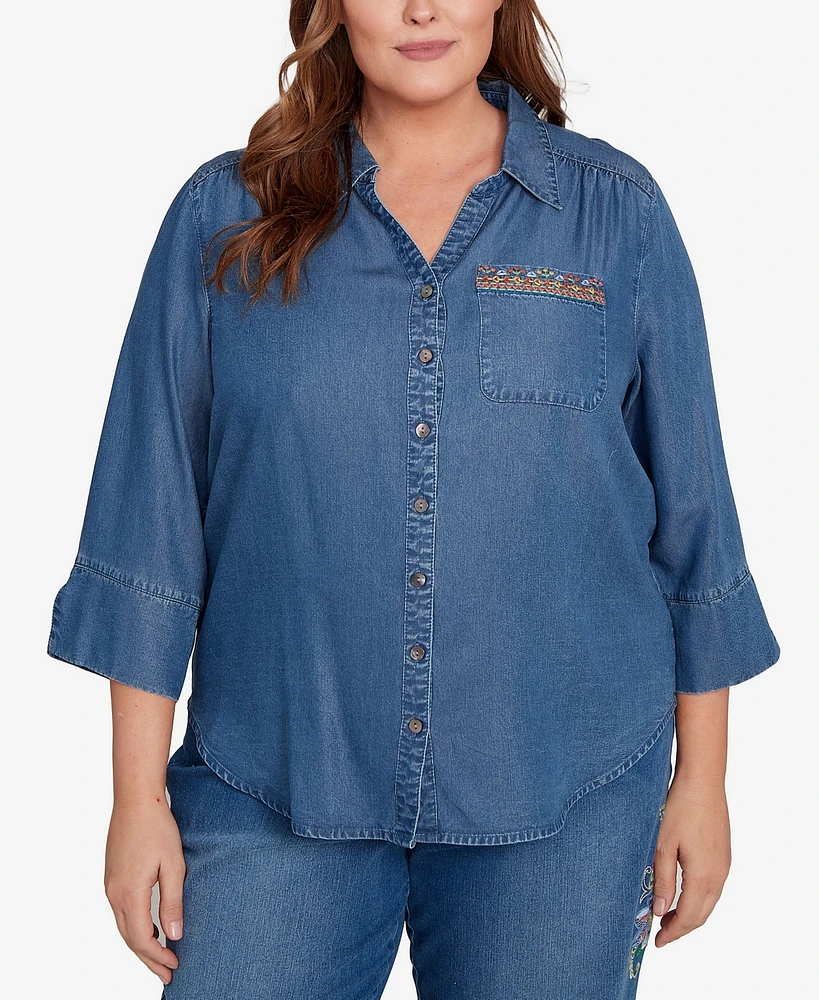 Alfred Dunner Plus Embroidered Butterfly Top