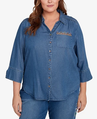 Alfred Dunner Plus Embroidered Butterfly Top
