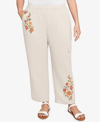 Alfred Dunner Plus Floral Embroidered Ankle Pants