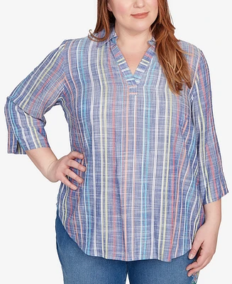 Alfred Dunner Plus Textured Stripe Top