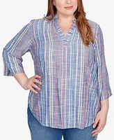 Alfred Dunner Plus Textured Stripe Top