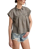 Lucky Brand Women's Cotton Pintuck Button-Front Top
