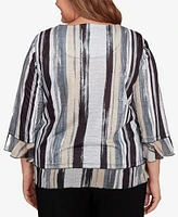 Alfred Dunner Plus Stripe Bell Sleeve Top