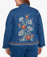 Alfred Dunner Plus Embroidered Denim Jacket