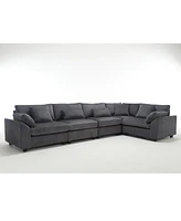 Oversized Corduroy Sofa Couches: 5-Seat Dark Gray Modular Sectional