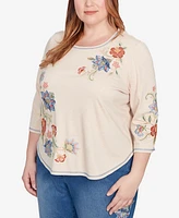 Alfred Dunner Plus Floral Embroidered Top