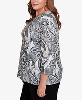 Alfred Dunner Plus Reversible Paisley Top