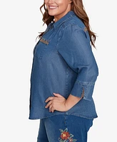 Alfred Dunner Plus Embroidered Butterfly Top