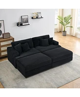 82 inches black corduroy sofa, two storage feet +4 throw pillows, create a living room, office fashion new darling