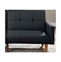 Transitional Black Sofa Bed with Wooden Legs
