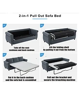 2-in-1 Queen Sleeper Sofa Bed with Memory Foam Mattress, Pull Out Couch Bed (Dark Gray