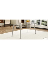 71" Glass Top Dining Table, Silver Metal Legs
