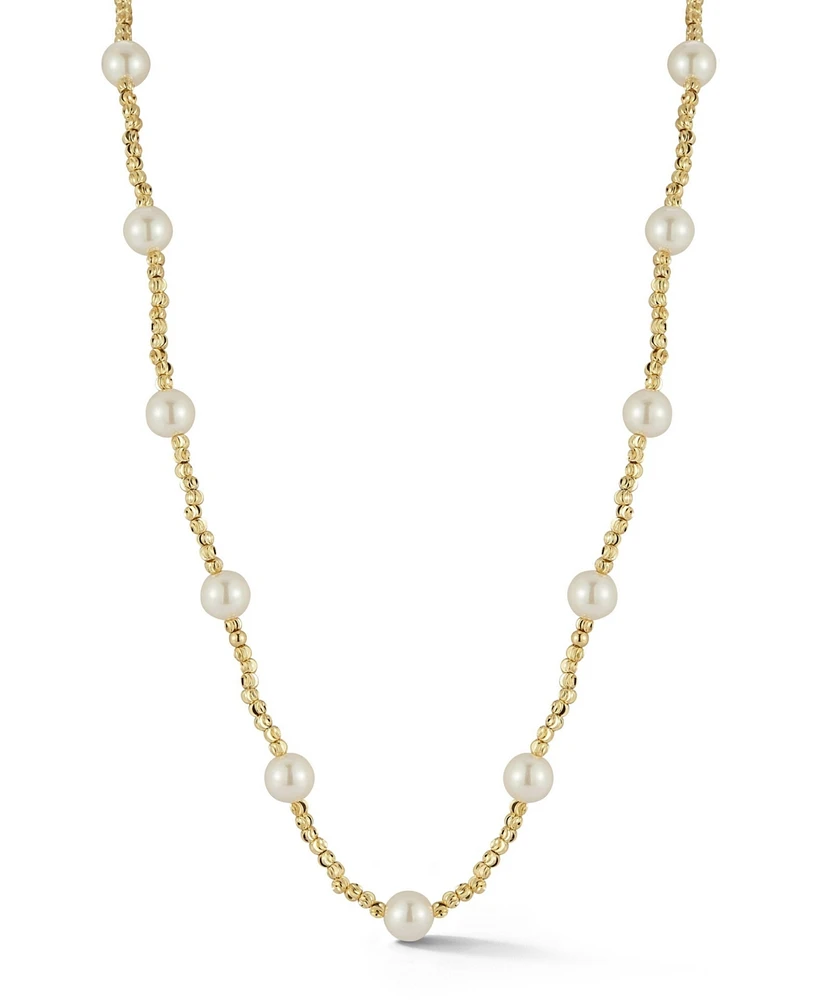 Rachel Zoe Gold Plated Beaded Pearl Station Necklace