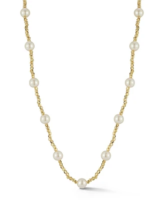 Rachel Zoe Gold Plated Beaded Pearl Station Necklace
