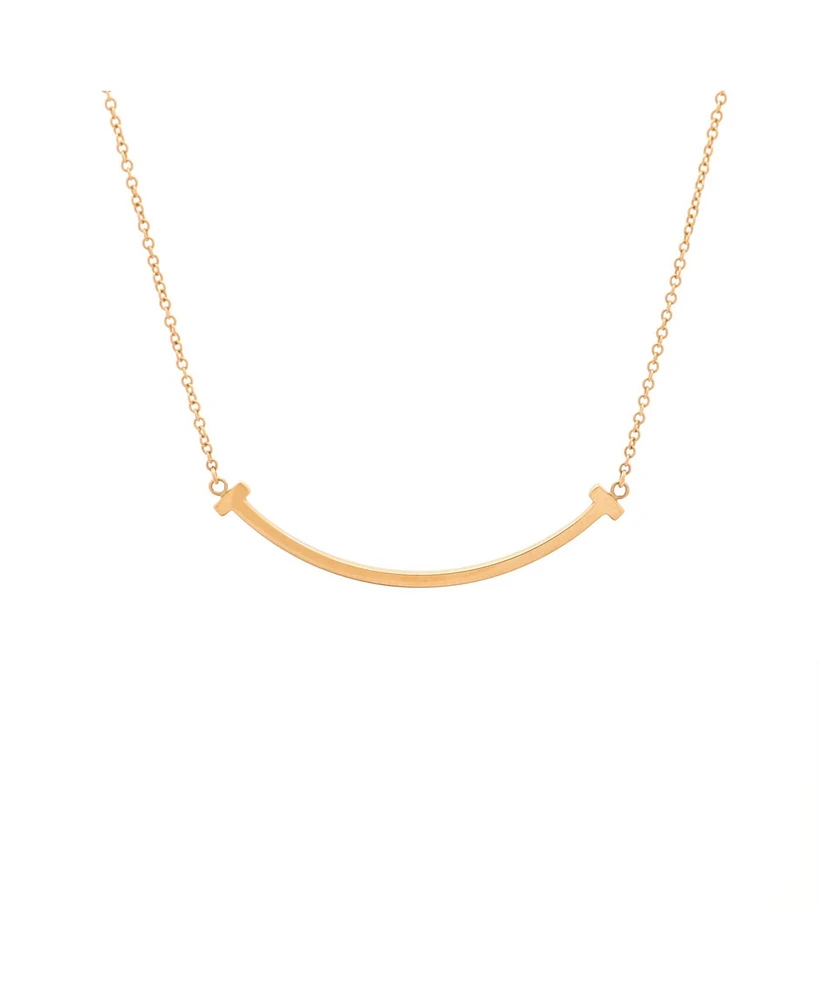 Pre-Owned Tiffany & Co. Small T Smile Pendant Necklace 18K Gold
