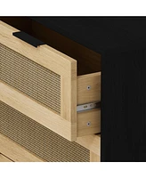 3-Drawers Rattan Storage Cabinet Rattan Drawer,for Bedroom,Living Room,Dining Room,Hallways,Black