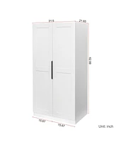 62.99in Kitchen Pantry Cabinet, White Freestanding Buffet Cupboards Sideboard with Doors & Shelves, Kitchen Pantry Storage Cabinet for Kitchen, Living