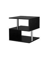 Coffee Tables for Living Room Modern Black Coffee Table with S-Shaped 3 Tiers Open Storage Shelf Matte Center Sofa Tea Table for Home Office Furniture