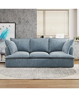 94" 3+1 Seater Cloud Sectional Sofa, Blue Chenille