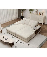Cozy Corduroy Sofa Sleeper, Modern Oversized Living Room Convertible Lounge