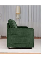 Retractable 3-Seater Sofa, Corduroy Green (Olive)