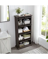 4-Tier Glass Display Cabinet with Flip-Up Doors: Collectors Showcase