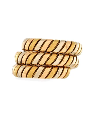 Pre-Owned Bvlgari Tubogas Double Wrap Ring 18K Tricolor Gold