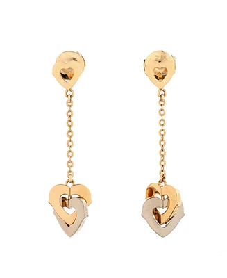 Pre-Owned Cartier Double Heart Drop Earrings 18K Rose Gold with 18K White Gold