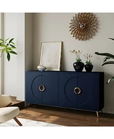 Modern Lacquered 4 Door Wooden Cabinet Sideboard Buffet Server Cabinet Storage Cabinet, for Living Room, Entryway, Hallway, Office, Kitchen and Dining