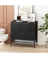 31.50" Modern 2 Door Wooden Storage Cabinet Accent Cabinet with Metal Leg Featuring Two-tier Storage, for Living Room, Entryway and Dining Room,