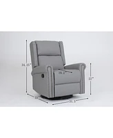 360 Degree Swivel Upholstered Manual Recliner With Nailhead Trims For LIving Room, Grey