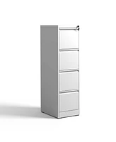 4 Drawer Metal Vertical File Cabinet with Lock Office Home Steel Vertical File Cabinet for A4 Legal/Letter Size