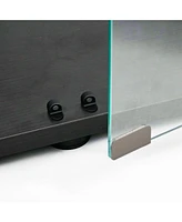 Black Tempered Glass Cabinet w/ Led, Lock & Wheels
