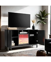 Mid-Century Modern Tv Stand with 18" Electric Fireplace