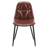 Modern Faux Leather Dining Chairs (Set of 4), High Backrest, Metal Legs