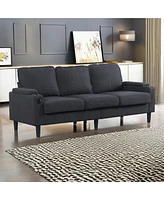 3-Seat Dark Grey Knockdown Sofa with Ottoman and Storage