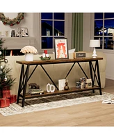 70.9" Extra Long Sofa Console, Entryway Table with 2-Tier Storage