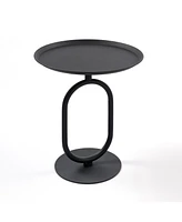 Metal End Table, Round Side Table, Small Coffee Table for Living Room