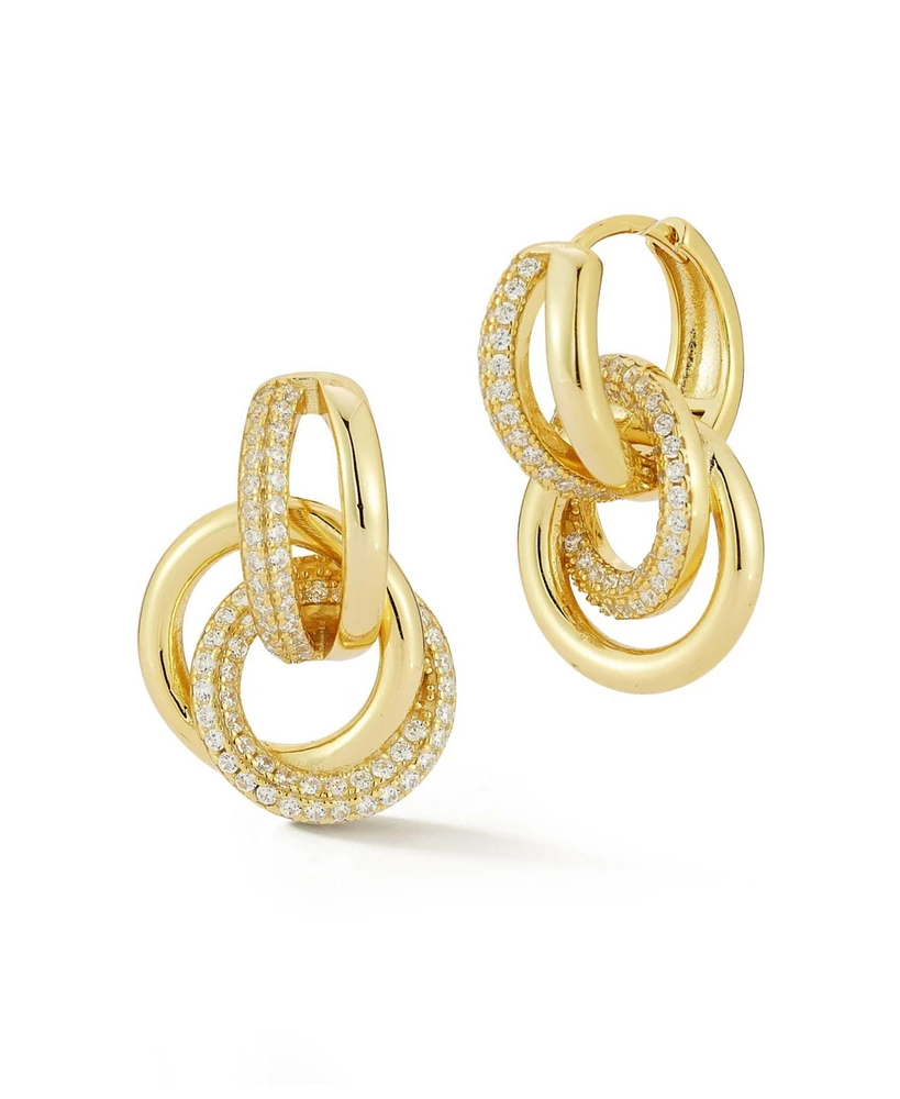Rachel Zoe 14K Gold Plated Sterling Silver Pave Interlocking Hoop Earrings