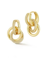 Rachel Zoe 14K Gold Plated Sterling Silver Pave Interlocking Hoop Earrings