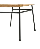 Sturdy Rattan Woven Armchairs: Crate Set of 2 with Iron Legs