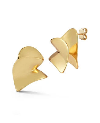 Rachel Zoe Gold Plated Concave Statement Stud Earrings